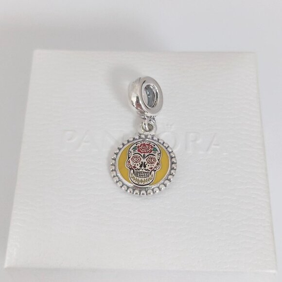 Pandora Mexico Day of the Dead Colorful Skull Dangle Charm S925 Silver with box - Picture 3 of 9